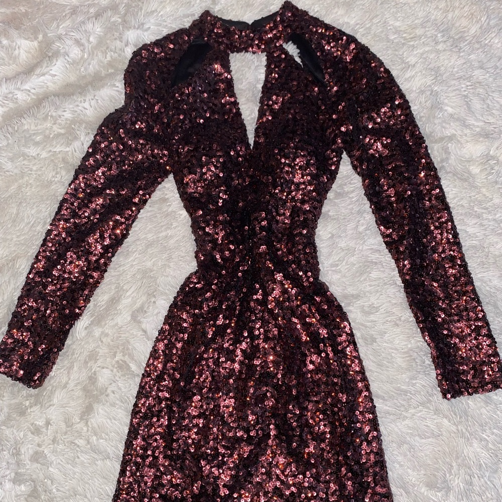 Sequin long sleeve mini dress